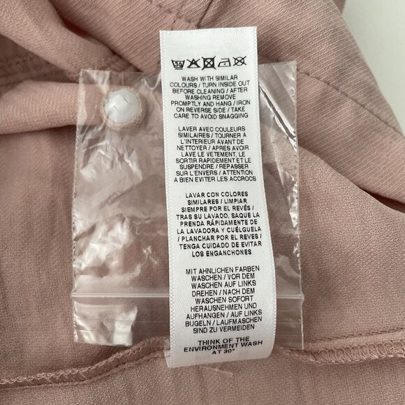 ASOS Mauve Pink Dress Open Slit Back Long Sleeve Demure High Neck Office Size 10 - Picture 9 of 10